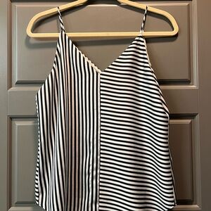 Black and White Striped Women's Top